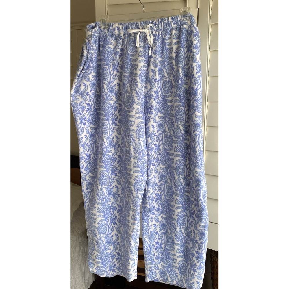 Croft & Barrow Pajama Pants Women 4X Blue Pink lot 2 Floral Fair Isle Excellent - Picture 3 of 10